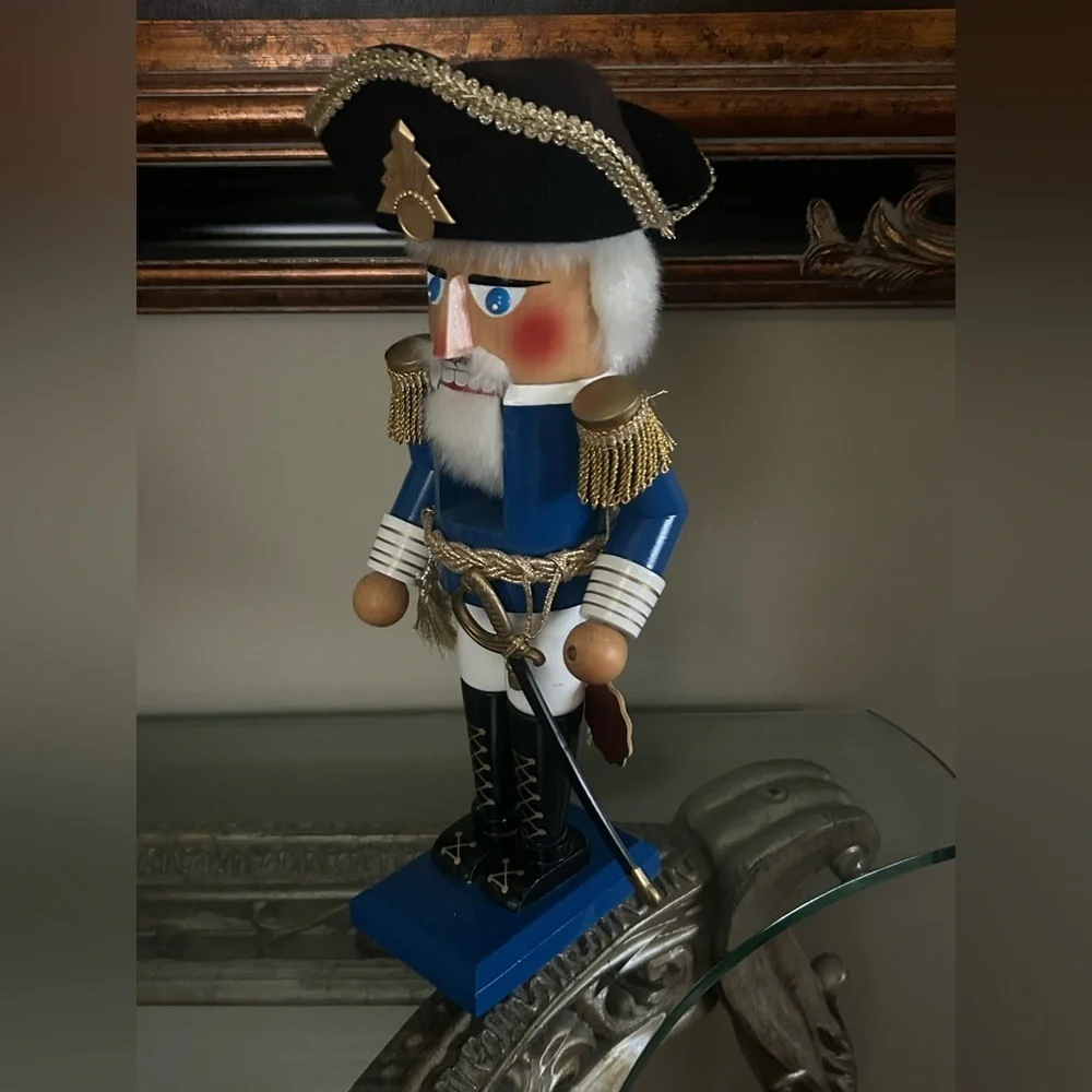 Original Steinbach Volkskunst Blue Officer Nutcracker Germany Handcrafted Decor